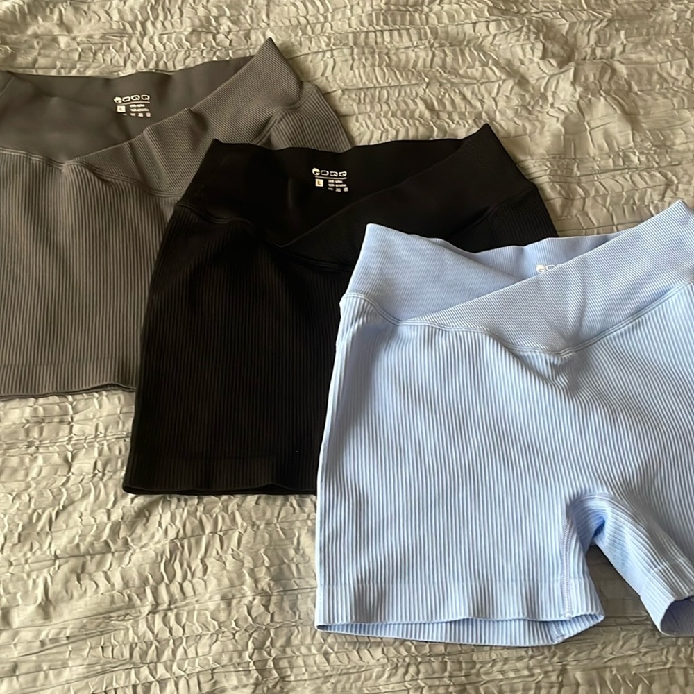 3 pack ribbed biker shorts